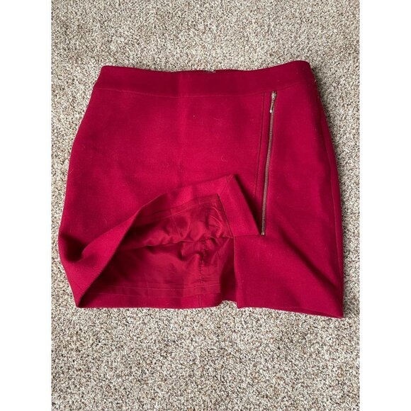 White House Black Market Asymmetrical Wool Mini Skirt  Size 14 Red - Picture 9 of 9